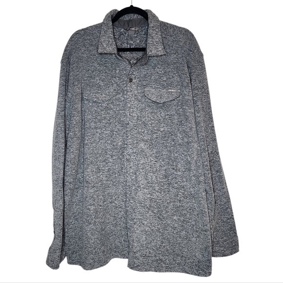 Eddie Bauer grey soft fleece long sleeve button down shirt. Men's size T2XL. - Picture 11 of 14